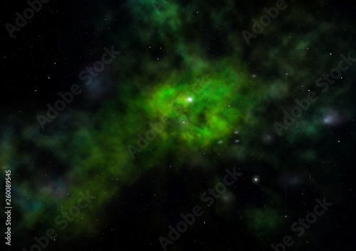 Star field in space and a nebulae. 3D rendering