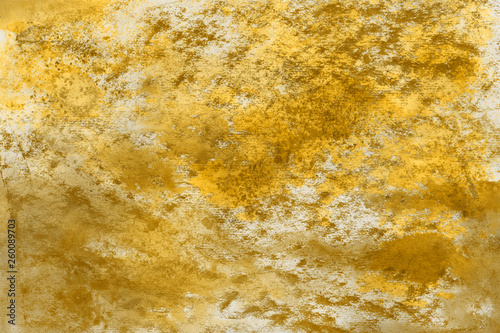 Yellow spring watercolor texture with abstract washes and brush strokes on the white paper background. Chaotic abstract organic design.
