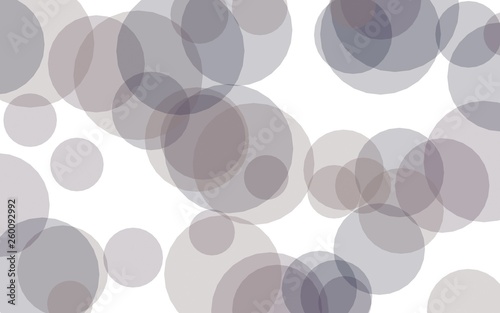 Gray translucent circles on a white background. Gray tones. 3D illustration