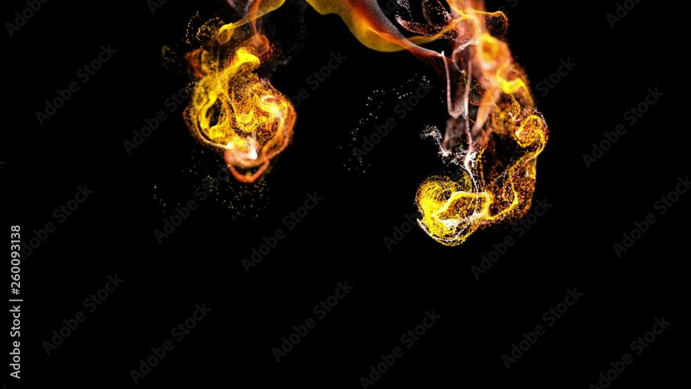 4k glow particles move in a stream of liquid in front of the camera in slow motion. 3d ink effect for luminous particles, advection. Use luma matte as alpha channel to cut particles. Fire ver. 20