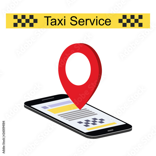 Smartphone and mobile taxi service. Online booking