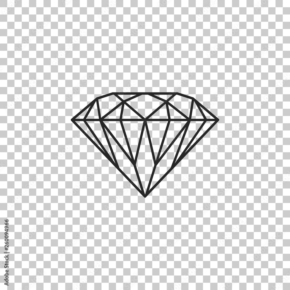 Diamond sign isolated on transparent background. Jewelry symbol. Gem stone.  Flat design. Vector Illustration Stock Vector | Adobe Stock