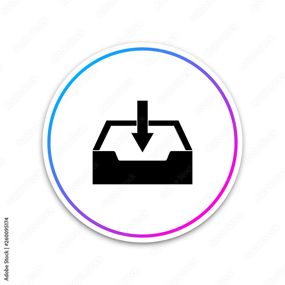 Download inbox icon isolated on white background. Circle white button. Vector Illustration Download inbox icon isolated on white background. Circle white button. Vector Illustration