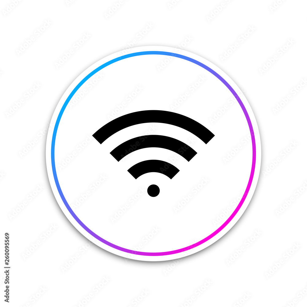 Wi-Fi wireless internet network symbol icon isolated on white background. Circle white button. Vector Illustration Wi-Fi wireless internet network symbol icon isolated on white background. Circle white button. Vector Illustration