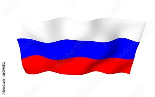 Waving flag of the Russian Federation. The National. State symbol of the Russia. 3D illustration