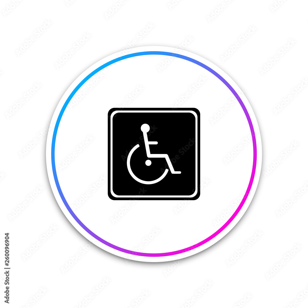 Disabled handicap icon isolated on white background. Wheelchair handicap sign. Circle white button. Vector Illustration Disabled handicap icon isolated on white background. Wheelchair handicap sign. Circle white button. Vector Illustration