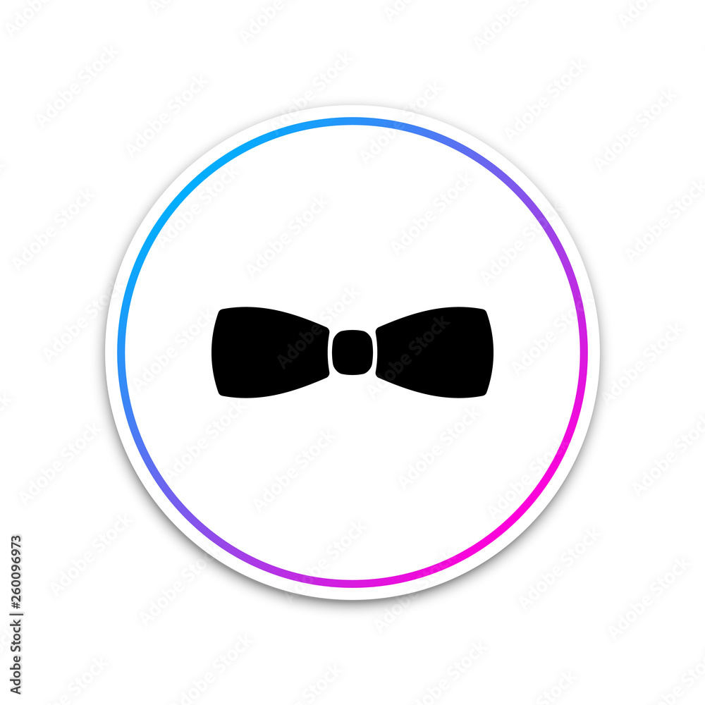 Bow tie icon isolated on white background. Circle white button. Vector Illustration