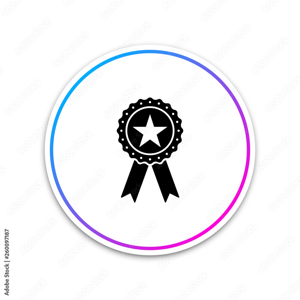 Award medal with star and ribbon icon isolated on white background. Winner achievement sign. Champion medal emblem. Success symbol. Circle white button. Vector Illustration Award medal with star and ribbon icon isolated on white background. Winner achievement sign. Champion medal emblem. Success symbol. Circle white button. Vector Illustration