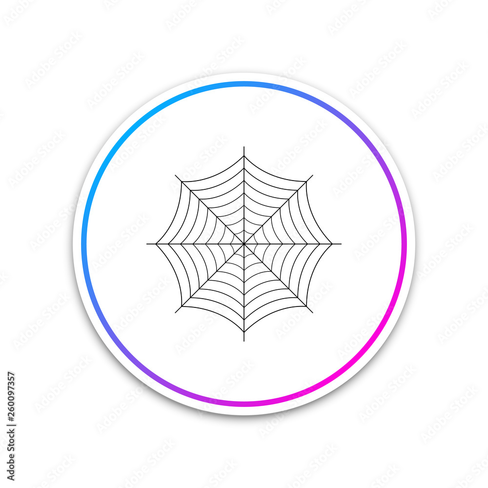 Obraz premium Spider web icon isolated on white background. Cobweb sign. Circle white button. Vector Illustration
