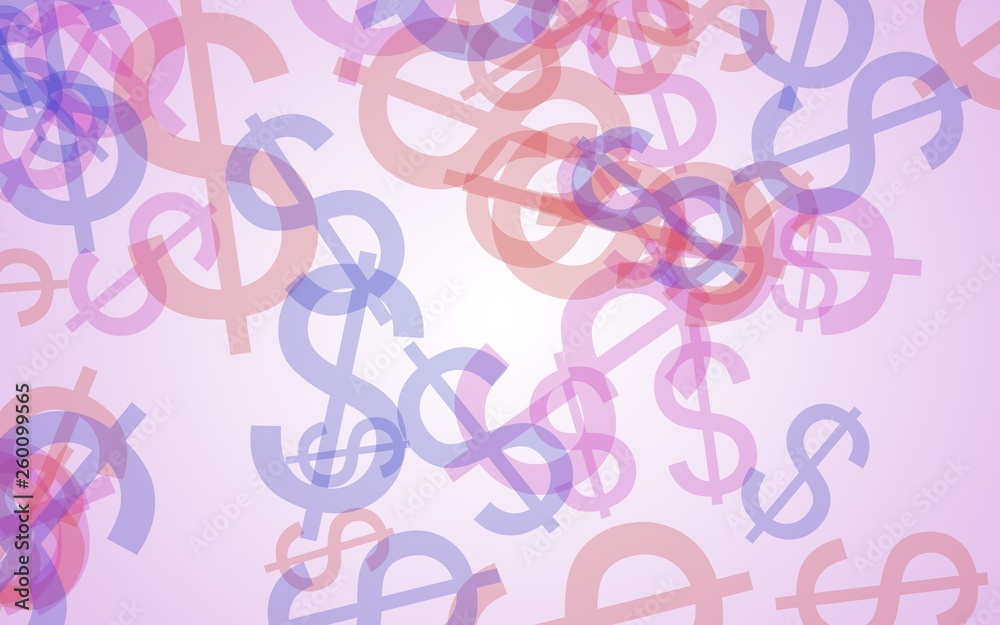 Multicolored translucent dollar signs on white background. Red tones. 3D illustration Multicolored translucent dollar signs on white background. Red tones. 3D illustration