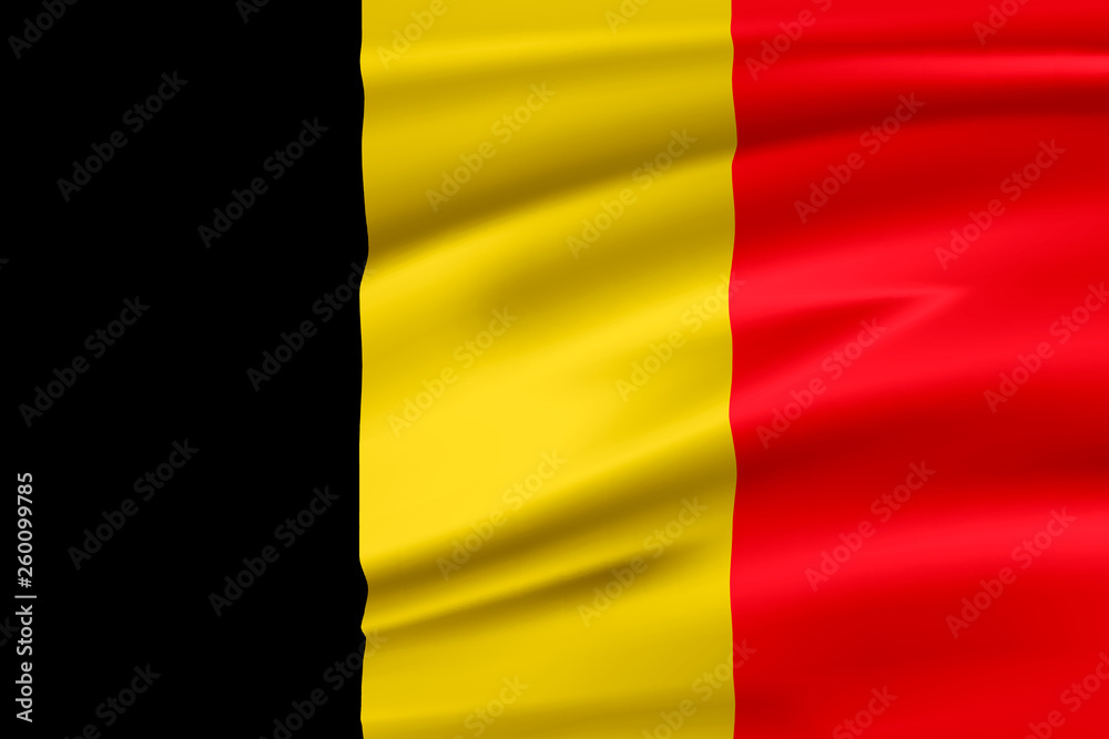Fototapeta premium Flaga Belgia Królestwo Belgii. Gładka ilustracja z bliska.