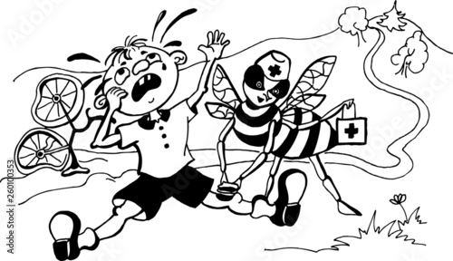 caricature. bee. beekeeping. illustration 013