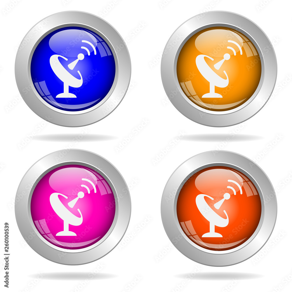 Set of round color icons. Wireless antenna icon