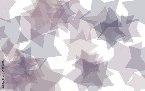 Gray translucent stars on a white background. Gray tones. 3D illustration