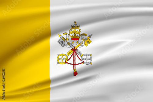 Flag Vatican City, Vatican City State. Smooth illustration of close-up.