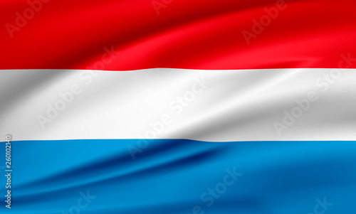 Flag Luxembourg, Grand Duchy of Luxembourg.  Smooth illustration of  close-up.