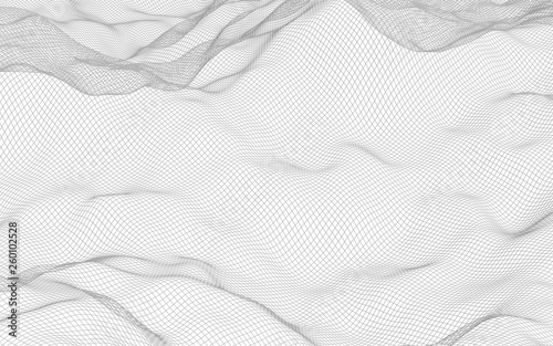 Wallpaper Mural Abstract landscape on a white background. Cyberspace grid. Hi-tech network. 3d technology illustration Torontodigital.ca