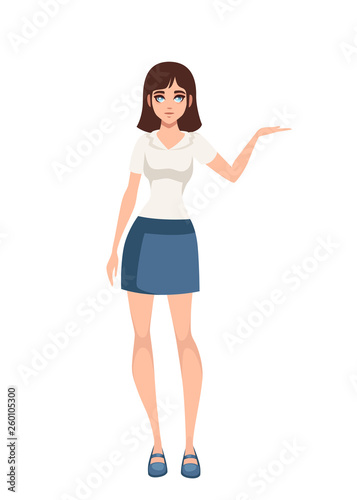 Women standing in casual clothes. Cartoon character design. Flat vector illustration isolated on white background