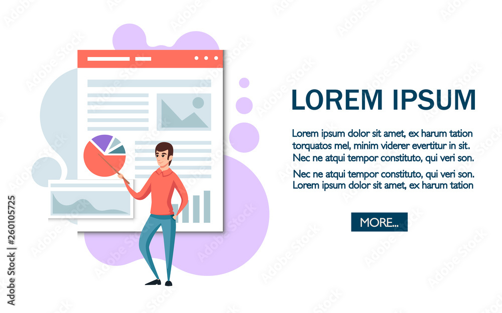 Business meeting and data analysis concept, project management, financial analysis, business strategy. Isometric men work. Vector illustration on white background Business meeting and data analysis concept, project management, financial analysis, business strategy. Isometric men work. Vector illustration on white background