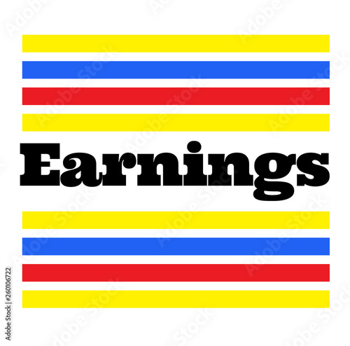 EARNINGS stamp on white