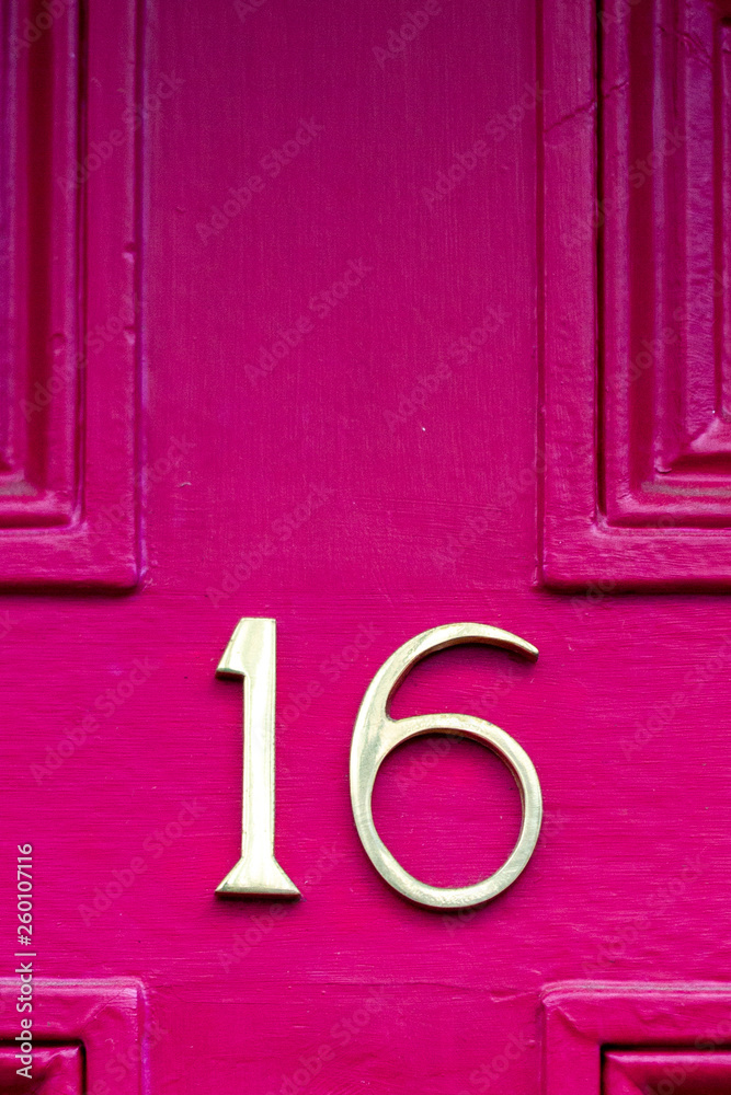 House number sixteen with the 16 in bronze House number sixteen with the 16 in bronze