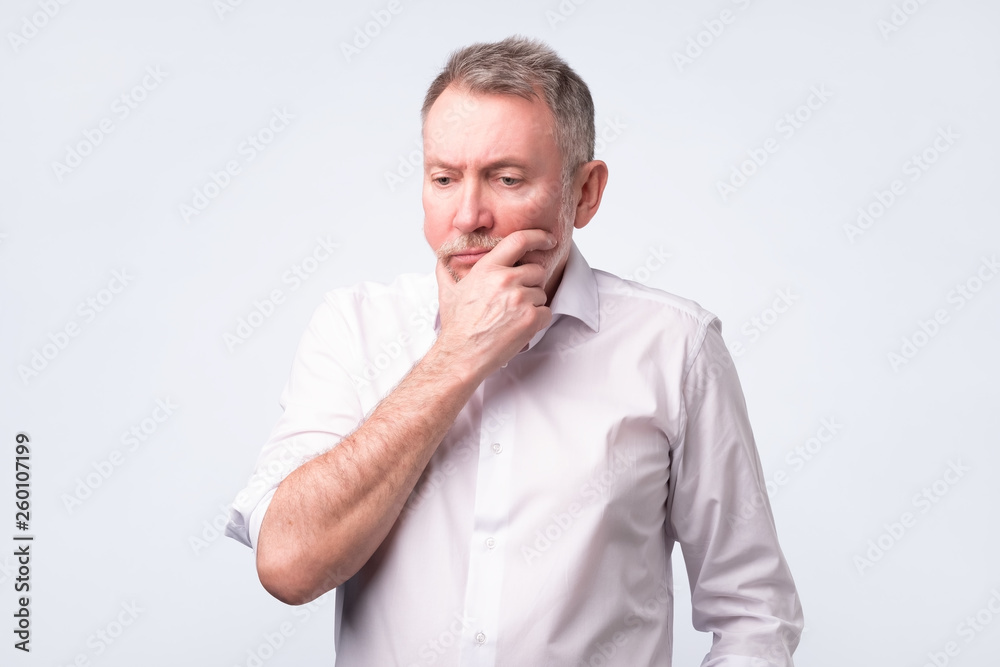 an thinking about his problems, expressing some doubts an thinking about his problems, expressing some doubts