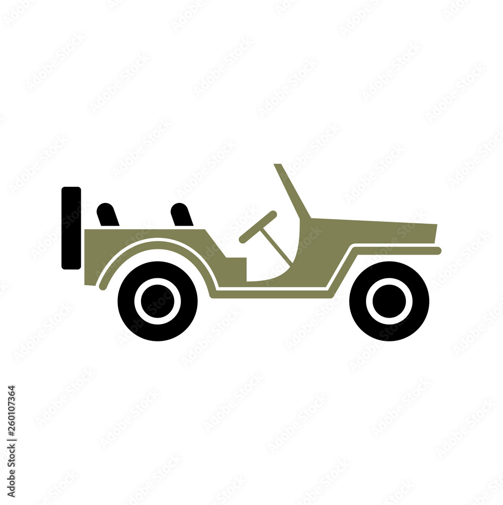 Military vehicle icon on background for graphic and web design. Simple vector sign. Internet concept symbol for website button or mobile app.