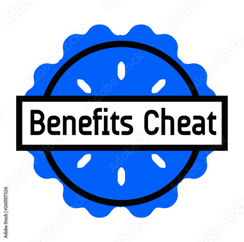 BENEFITS CHEAT stamp on white
