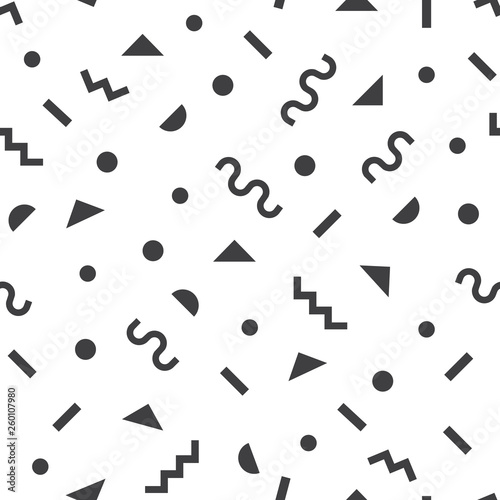 Black modern retro and funky simple symbols pattern on white background