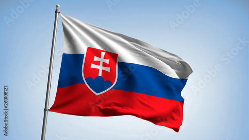 Fotografia Waving the flag of Slovakia on the flagpole