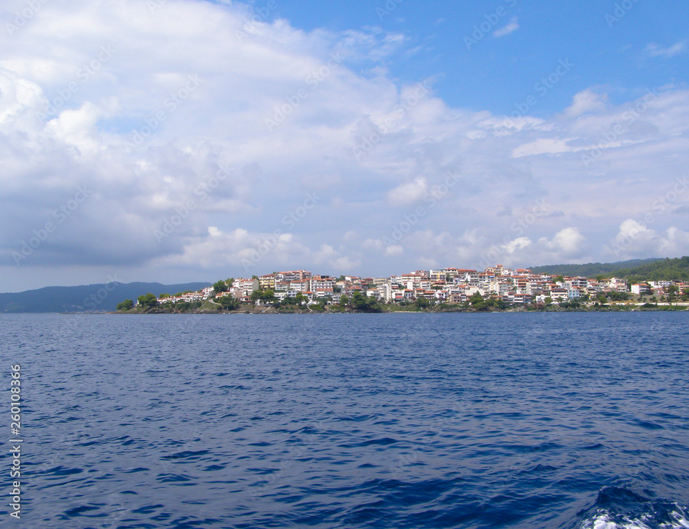 Panorama of the coastal residential village. European city
