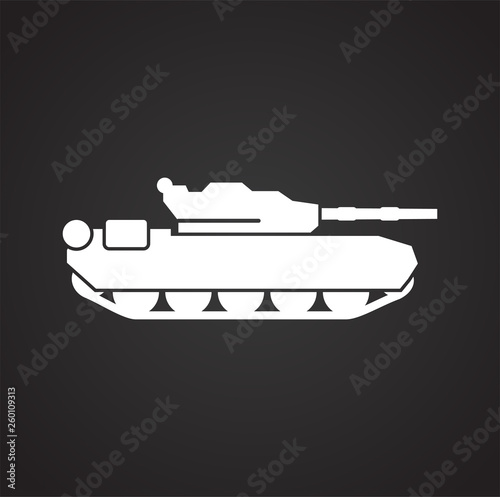 Military vehicle icon on background for graphic and web design. Simple vector sign. Internet concept symbol for website button or mobile app.