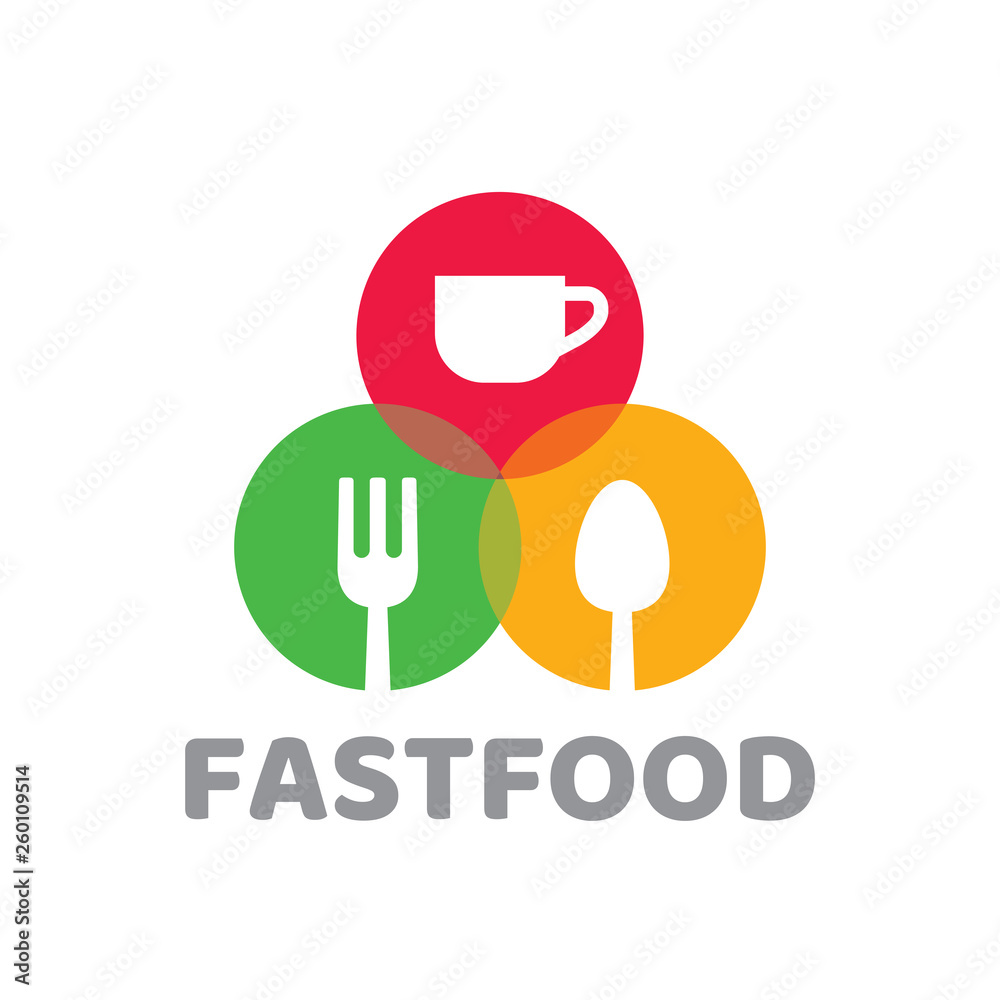 Fast Food - concept business logo template vector illustration. Cafe or restaurant creative sign. Circle shapes. Graphic design symbols. Fast Food - concept business logo template vector illustration. Cafe or restaurant creative sign. Circle shapes. Graphic design symbols.