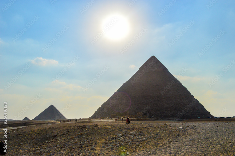 The Great pyramid of Giza in Egypt Cairo with Sphinx and camel The Great pyramid of Giza in Egypt Cairo with Sphinx and camel