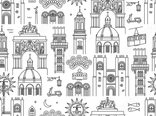 Lisbon Portugal seamless pattern