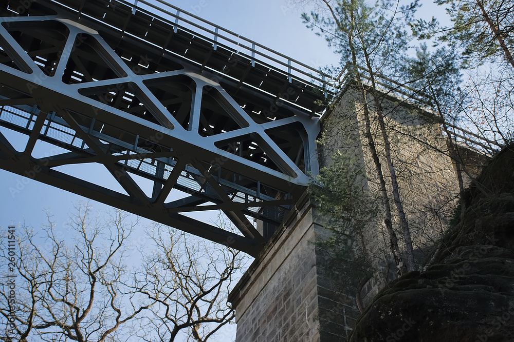 Fototapeta premium Viaduct over Robecske udoli valley in czech turist region Machuv kraj