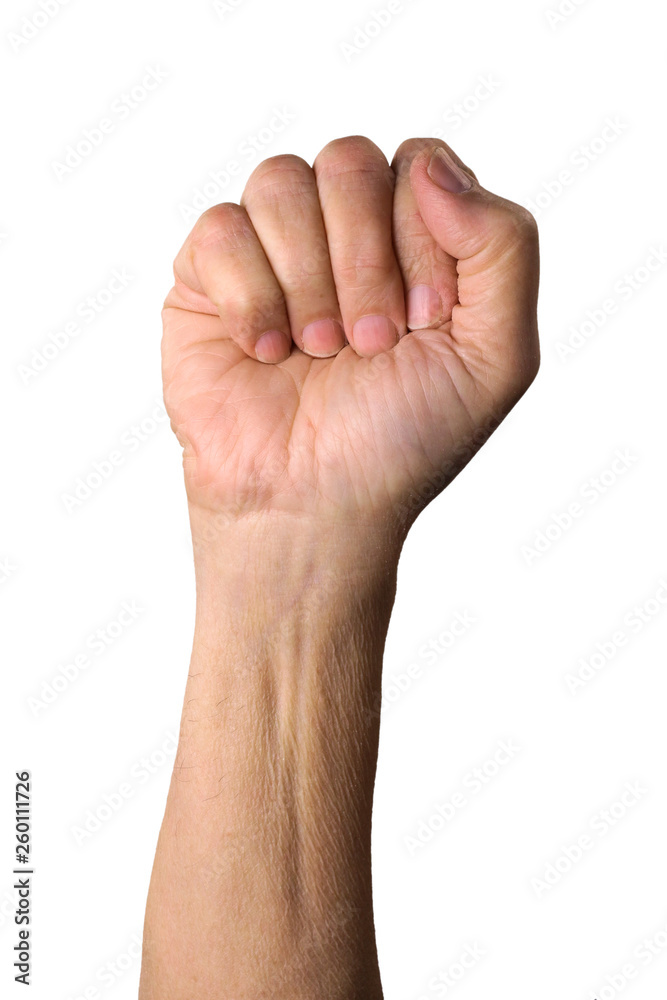 Old man fist. Aged man fist up isolated on white background. Part of set. Old man fist. Aged man fist up isolated on white background. Part of set.