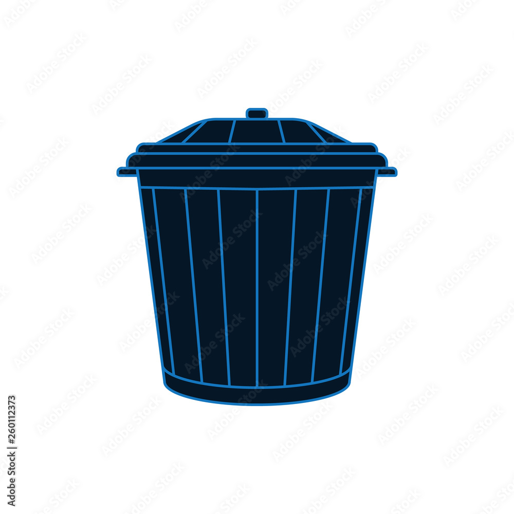 Blue closed trash bin on white isolated background. Vector illustration. Blue closed trash bin on white isolated background. Vector illustration.