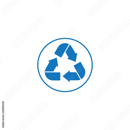 Blue recycle sign. Vector illustration