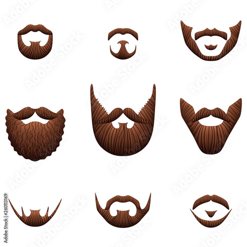 Hipster beards icons photo realistic vector set