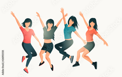 Happy Successful Jumping Women