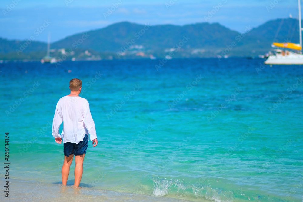 the guy is back on the beach