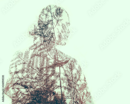 human with forest graphic design