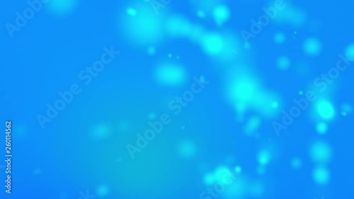 4k Light Blue Light Beams, Bokeh Floating on Colorful Light Blue, Gradient Background in Motion. Looped 3d Animation of Dynamic Particles Turning in the Air with Bokeh Video