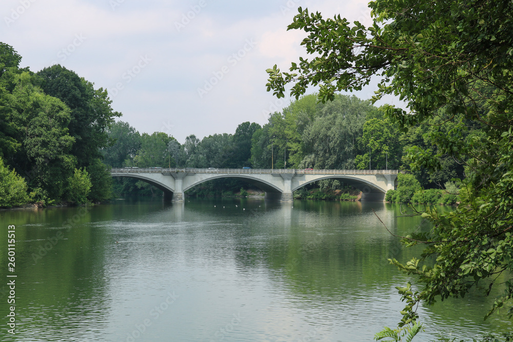 Po river during a cloudy day, turin Italy. Po river during a cloudy day, turin Italy.