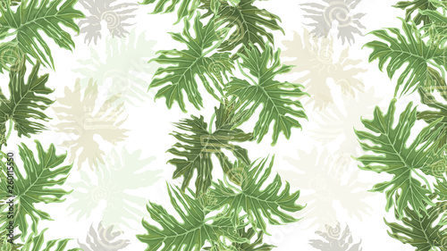Watercolor exotic tropic leaves. Colorful seamless pattern. Design element for packaging  textile  wallpaper  cover. Monstera  palm tree  liana.