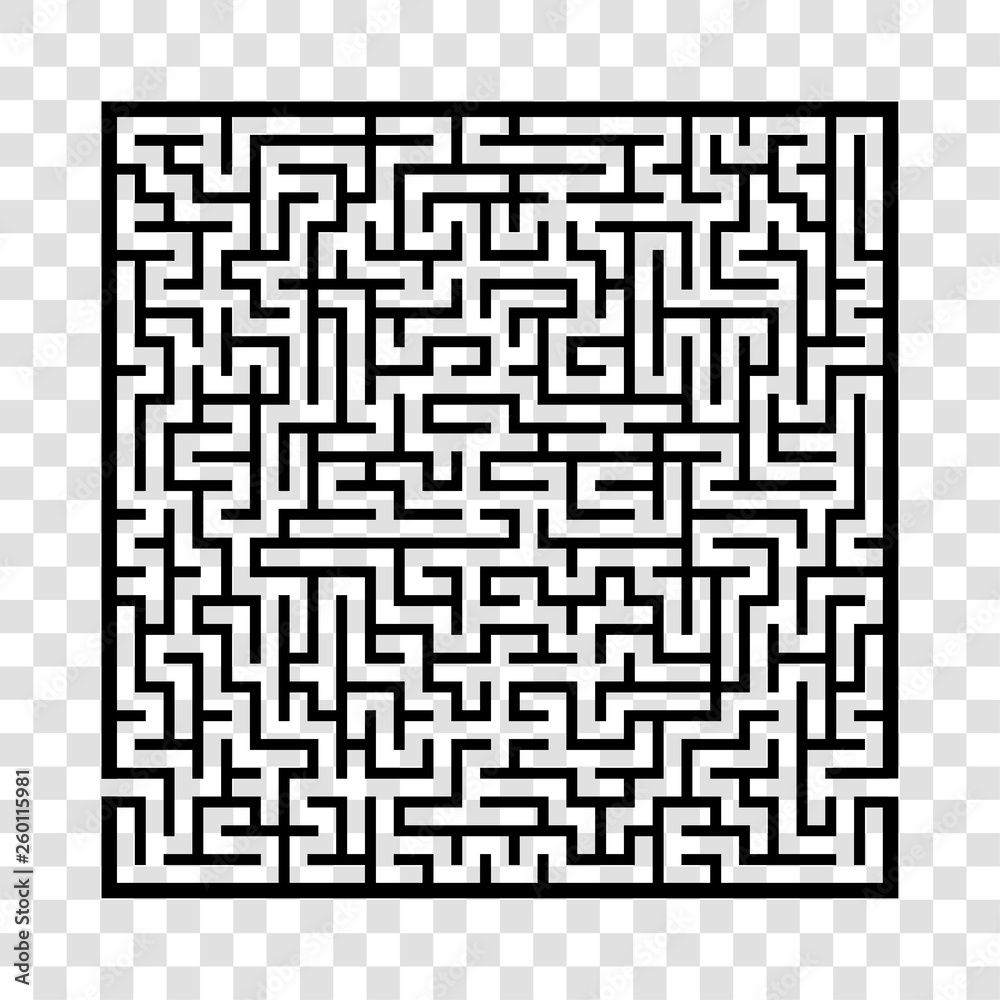 Difficult big maze. Game for kids and adults. Puzzle for children. Labyrinth conundrum. Find the right path. Flat vector illustration.