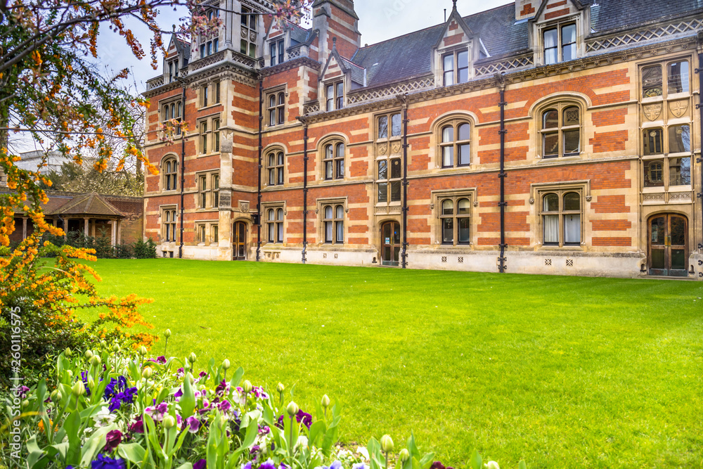 Old court of Pembroke College in the University of Cambridge, England. It is the third-oldest college of the university and has over 700 students and fellows