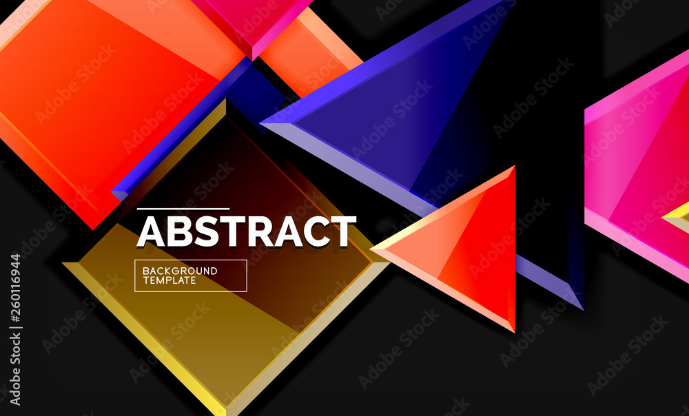 Glossy squares and triangles geometric backgrounds