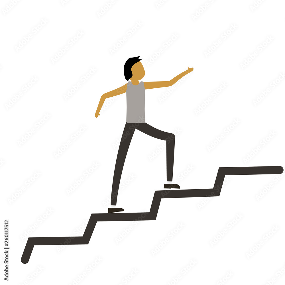 Man running along the growth graph. Happy businessman going up. Man moving up. Successful business concept. Vector flat design illustration. Square layout. Man running along the growth graph. Happy businessman going up. Man moving up. Successful business concept. Vector flat design illustration. Square layout.